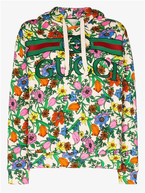 white gucci hoodie with flowers|Gucci hoodie cost.